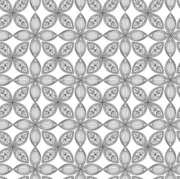 Floral seamless pattern. Linear ornament. Abstract background 스톡 일러스트