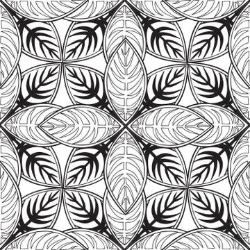 Floral seamless pattern. Linear ornament. Abstract background Stock Illustration