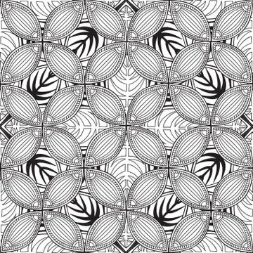 Floral seamless pattern. Linear ornament. Abstract background Illustrazione stock