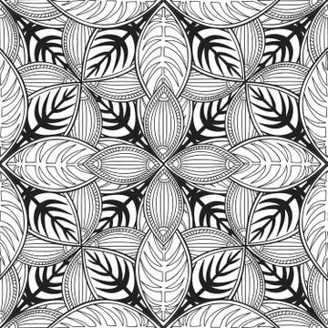 Floral seamless pattern. Linear ornament. Abstract background Illustrazione stock