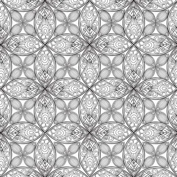 Floral seamless pattern. Linear ornament. Abstract background Illustrazione stock