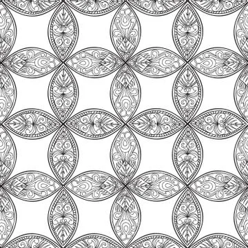 Floral seamless pattern. Linear ornament. Abstract background Illustrazione stock