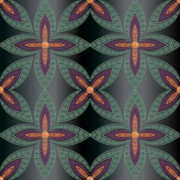 Floral seamless pattern. Ornamental vector greek background. Repeat jewelry b Stock Illustration