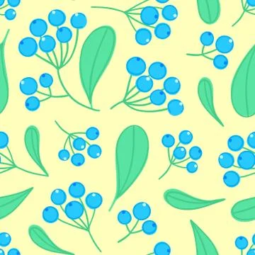 Floral seamless pattern with panicles of berries. Colorful repeating backgrou Stock Illustration