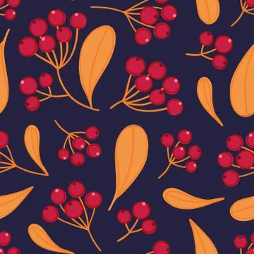 Floral seamless pattern with panicles of berries. Colorful repeating backgrou Illustrazione stock
