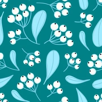 Floral seamless pattern with panicles of berries. Colorful repeating backgrou Illustrazione stock