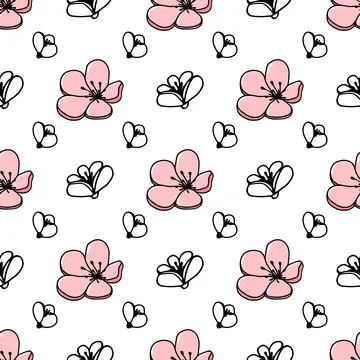 Floral seamless pattern in pastel colors. Vector sketch jasmine or magnolia Stock Illustration