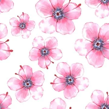 Floral seamless pattern with pink flowers Stock Illustration