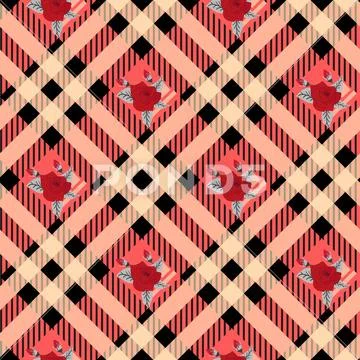 Seamless pink background vector checkered pattern Poster