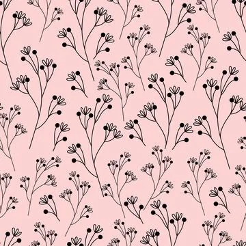 Floral seamless pattern. Plants and flowers cute summer print. Vector Illustrazione stock