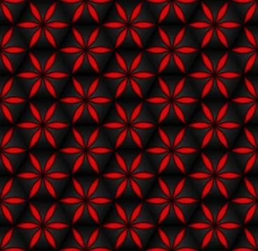 Floral seamless pattern red 3d volumetric flowers on the dark grunge backgrou Stock Illustration