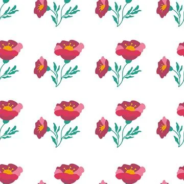 Floral seamless pattern, red and pink poppies. Vector illustration Stock Illustration