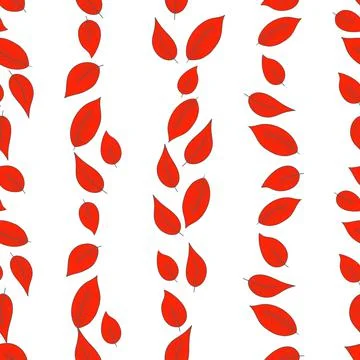 Floral seamless pattern with red exotic leaves on white background. Tropic Stock Illustration