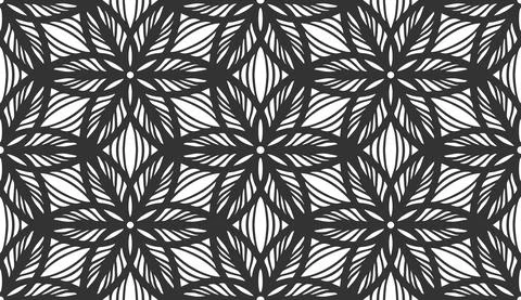 Floral seamless pattern repeat black flower lace Stock Illustration