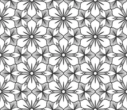 Floral seamless pattern repeat black flower lace Stock Illustration