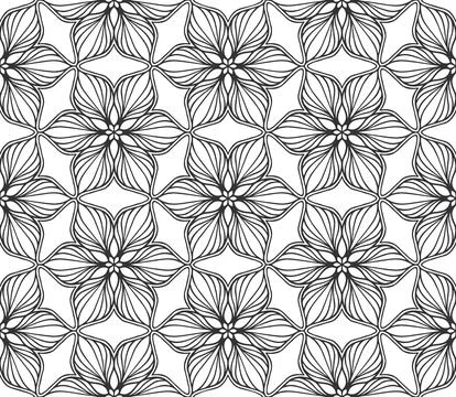 Floral seamless pattern repeat black flower lace Illustrazione stock