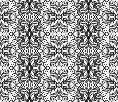 Floral seamless pattern repeat black flower lace Stock Illustration