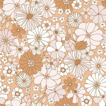 Floral seamless pattern in retro style. Stock Illustration