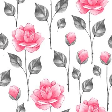 Floral seamless pattern with roses 1 Illustrazione stock