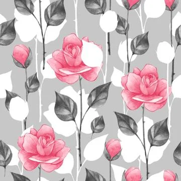 Floral seamless pattern with roses 6 Stock-Illustration