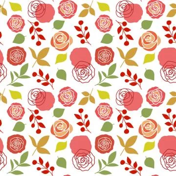 Floral Seamless Pattern With Roses Stock Illustration