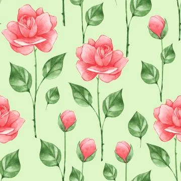Floral seamless pattern with roses Stock Illustration