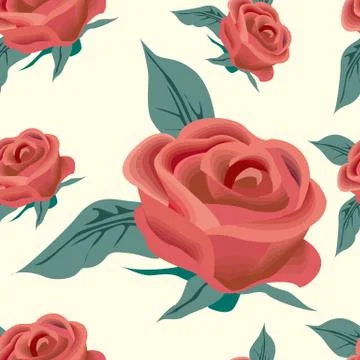 Floral seamless pattern with roses on light background.Cute ornament Stock Illustration