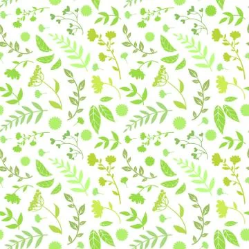 Floral Seamless Pattern of Round Shape with Green Leaves, Design Element Can Be Stock Illustration