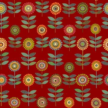 Floral seamless pattern with rows of flowers Stock Illustration