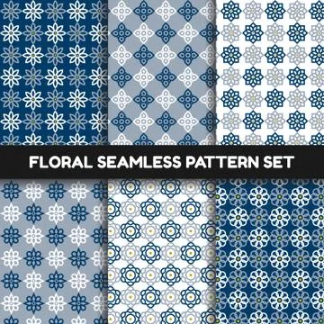 Floral seamless pattern set Stock Illustration