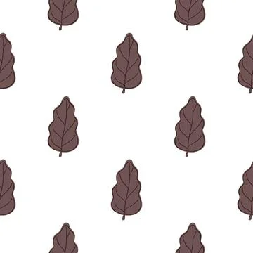 Floral seamless pattern with simple brown oak leaf elements. White background Illustrazione stock