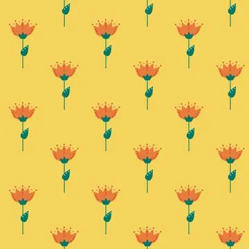 Floral seamless pattern. Simple shapes. Sketch drawing. Nature motif. Stock Illustration