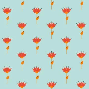 Floral seamless pattern. Simple shapes. Sketch drawing. Nature motif. イラスト素材