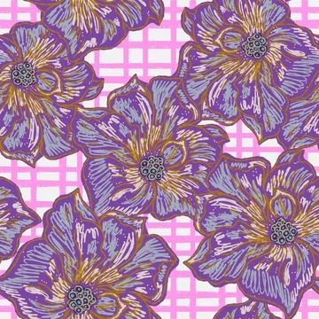 Floral seamless pattern with sketch elements, plant blooming natural ornament Stock Illustration