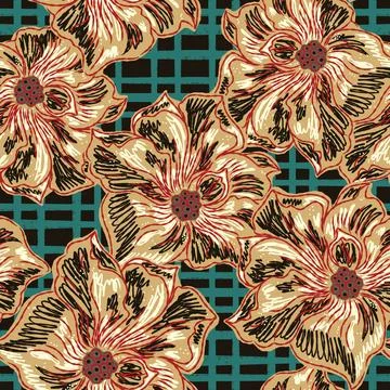 Floral seamless pattern with sketch elements, plant blooming natural ornament Stock-Illustration