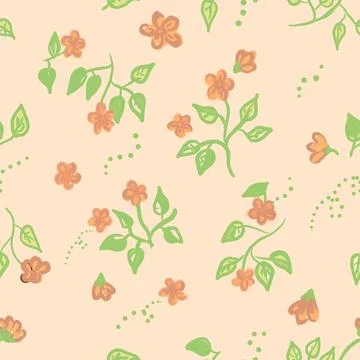 Floral seamless pattern with small flowers on yellow background Illustrazione stock