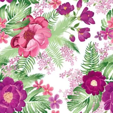 Floral seamless pattern. Spring Flower rose bouquet background. Stock Illustration