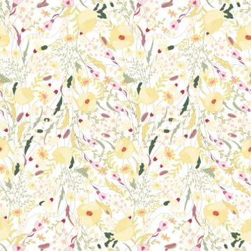 Floral seamless pattern with spring flowers. Endless texture for romantic Stock Illustration
