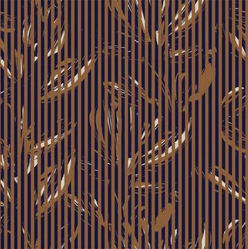 Floral Seamless Pattern with striped textures Illustrazione stock