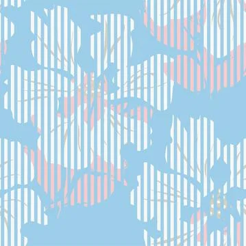 Floral Seamless Pattern with striped textures Illustrazione stock