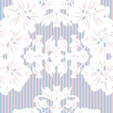 Floral Seamless Pattern with striped textures Illustrazione stock