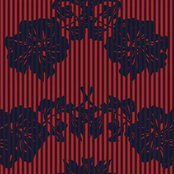 Floral Seamless Pattern with striped textures Illustrazione stock