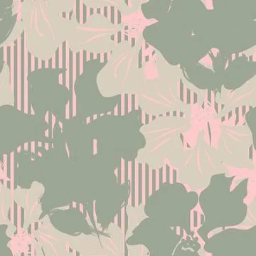 Floral Seamless Pattern with striped textures Illustrazione stock