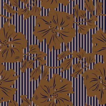 Floral Seamless Pattern with striped textures Illustrazione stock