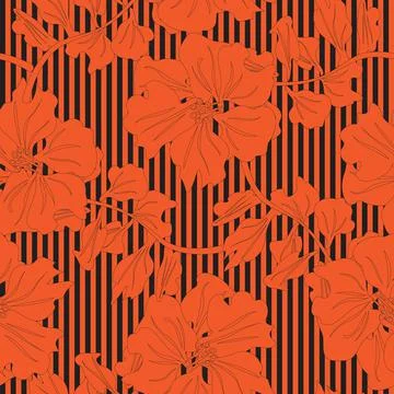 Floral Seamless Pattern with striped textures Illustrazione stock