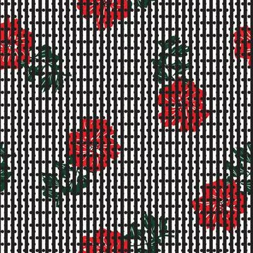 Floral Seamless Pattern with striped textures Illustrazione stock