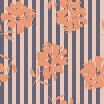 Floral Seamless Pattern with striped textures Illustrazione stock