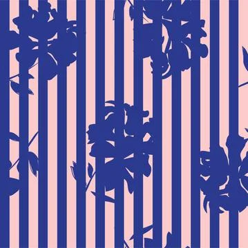 Floral Seamless Pattern with striped textures Stock Illustration