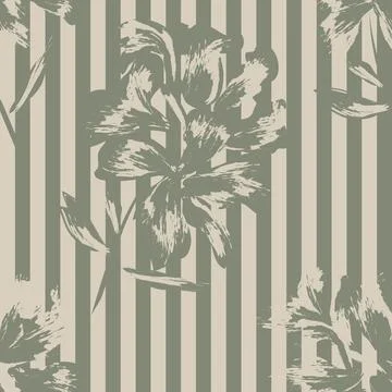 Floral Seamless Pattern with striped textures Illustrazione stock