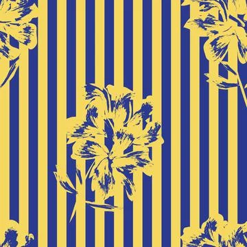 Floral Seamless Pattern with striped textures Illustrazione stock